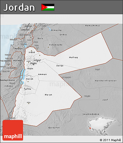 Gray 3D Map of Jordan