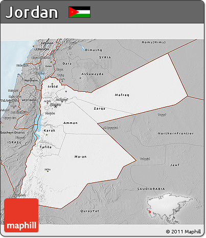 Gray 3D Map of Jordan