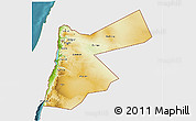 Physical 3D Map of Jordan, single color outside, satellite sea