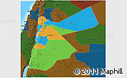 Political 3D Map of Jordan, darken, land only