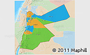 Political 3D Map of Jordan, lighten, land only
