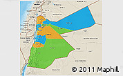 Political 3D Map of Jordan, shaded relief outside