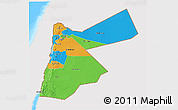 Political 3D Map of Jordan, single color outside, bathymetry sea