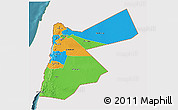 Political 3D Map of Jordan, single color outside, satellite sea