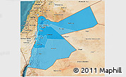 Political Shades 3D Map of Jordan, satellite outside