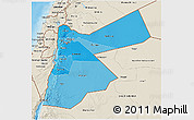 Political Shades 3D Map of Jordan, shaded relief outside
