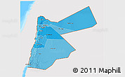 Political Shades 3D Map of Jordan, single color outside, bathymetry sea