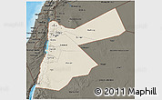 Shaded Relief 3D Map of Jordan, darken, land only