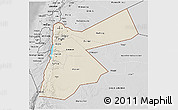 Shaded Relief 3D Map of Jordan, desaturated