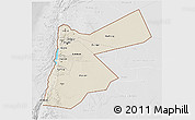 Shaded Relief 3D Map of Jordan, lighten, desaturated