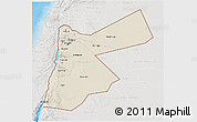 Shaded Relief 3D Map of Jordan, lighten, semi-desaturated, land only