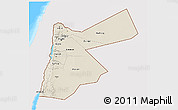 Shaded Relief 3D Map of Jordan, single color outside, bathymetry sea