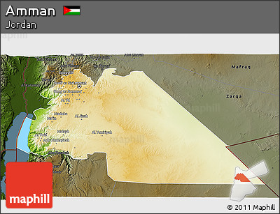 Physical 3D Map of Amman, darken