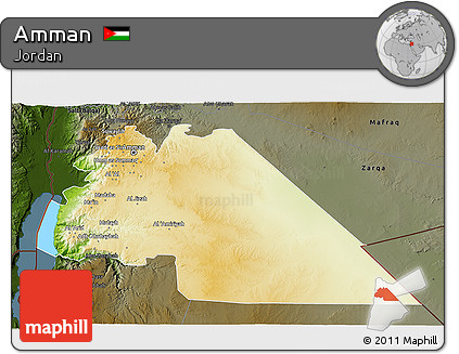 Physical 3D Map of Amman, darken