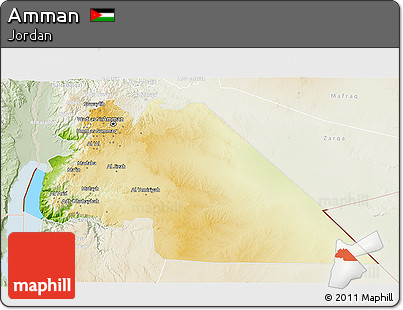 Physical 3D Map of Amman, lighten