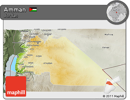 Physical 3D Map of Amman, semi-desaturated
