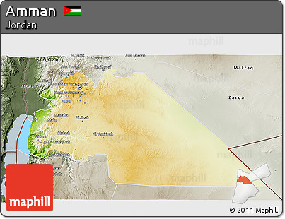 Physical 3D Map of Amman, semi-desaturated