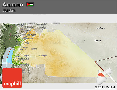 Physical 3D Map of Amman, semi-desaturated
