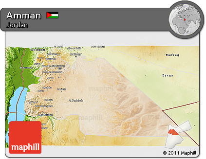 Satellite 3D Map of Amman, physical outside