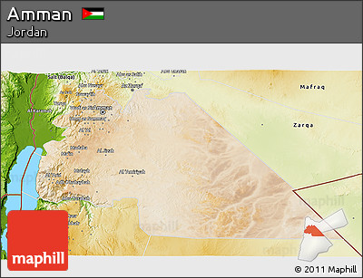 Satellite 3D Map of Amman, physical outside