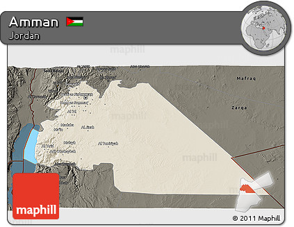Shaded Relief 3D Map of Amman, darken