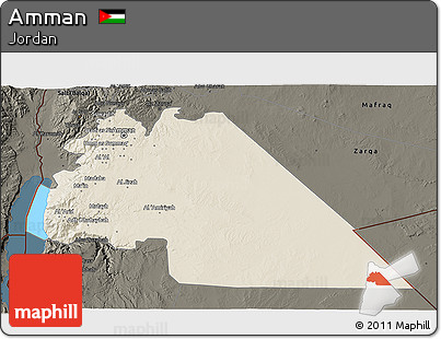 Shaded Relief 3D Map of Amman, darken