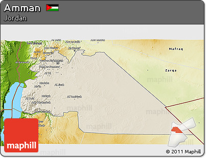 Shaded Relief 3D Map of Amman, physical outside