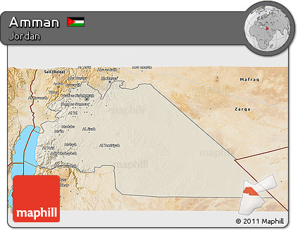Shaded Relief 3D Map of Amman, satellite outside