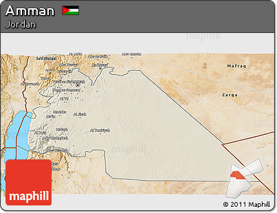Shaded Relief 3D Map of Amman, satellite outside