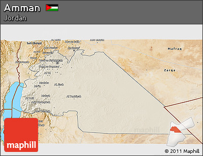 Shaded Relief 3D Map of Amman, satellite outside
