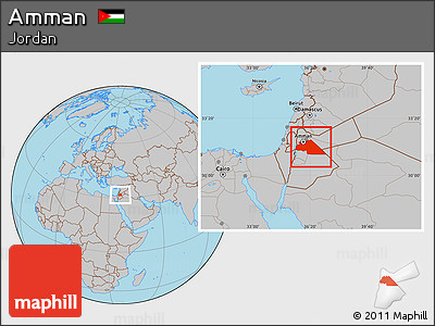 Gray Location Map of Amman