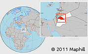 Gray Location Map of Amman, highlighted country, within the entire country