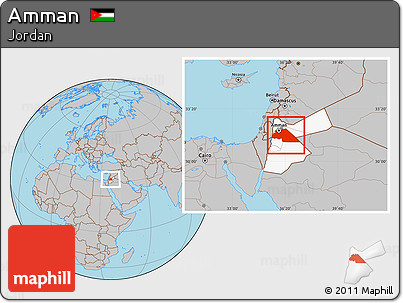 Gray Location Map of Amman, highlighted country