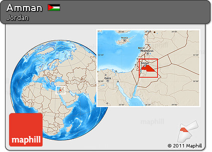 Shaded Relief Location Map of Amman