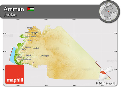 Physical Map of Amman, cropped outside