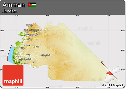 Physical Map of Amman, cropped outside
