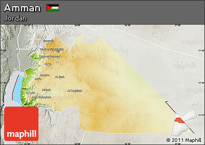 Physical Map of Amman, lighten, semi-desaturated