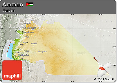 Physical Map of Amman, lighten, semi-desaturated