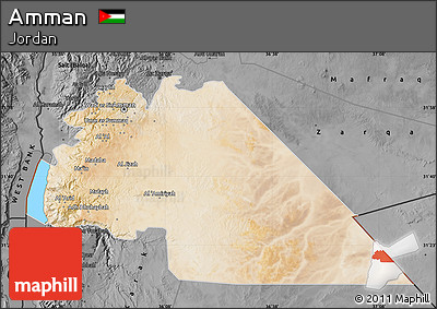Satellite Map of Amman, darken, desaturated