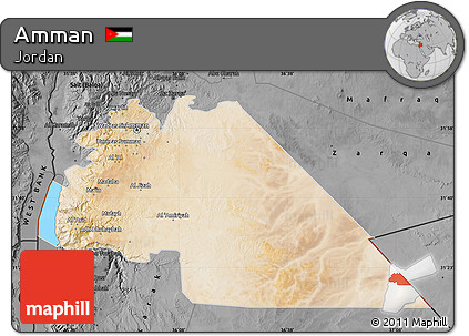 Satellite Map of Amman, darken, desaturated