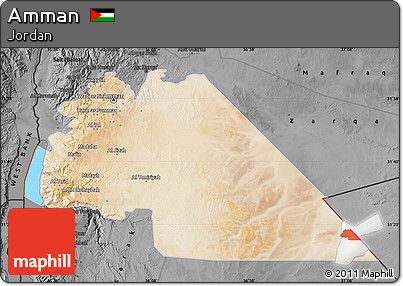 Satellite Map of Amman, darken, desaturated