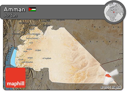 Satellite Map of Amman, darken