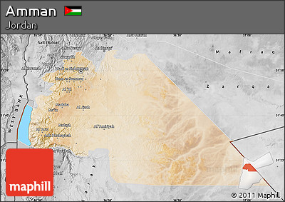 Satellite Map of Amman, desaturated