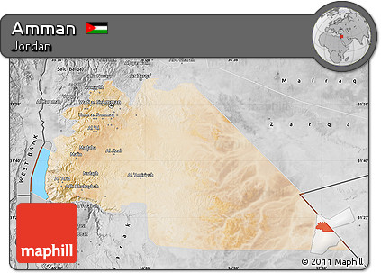 Satellite Map of Amman, desaturated