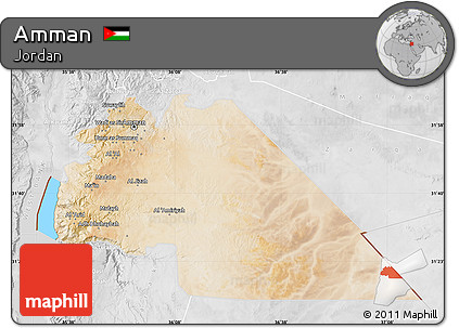 Satellite Map of Amman, lighten, desaturated