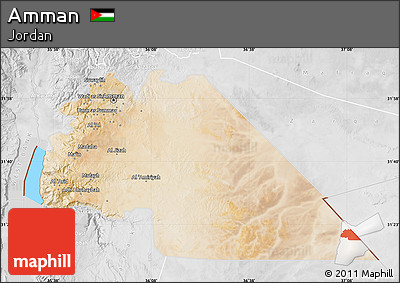 Satellite Map of Amman, lighten, desaturated