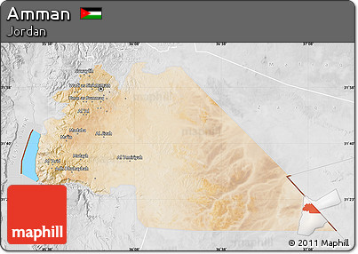Satellite Map of Amman, lighten, desaturated