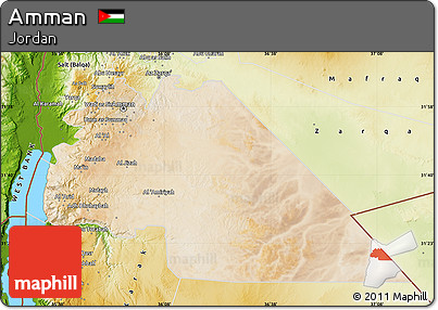 Satellite Map of Amman, physical outside