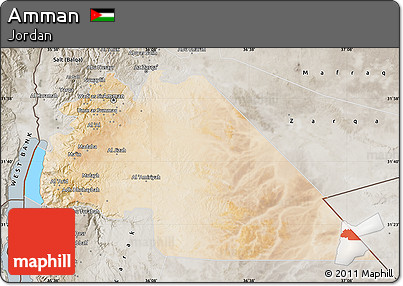 Satellite Map of Amman, semi-desaturated