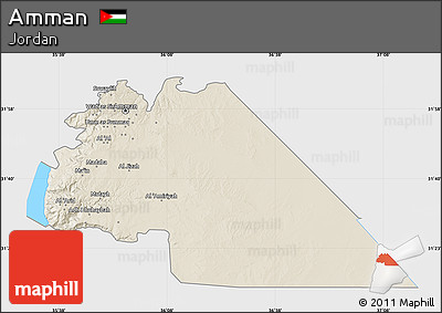 Shaded Relief Map of Amman, single color outside